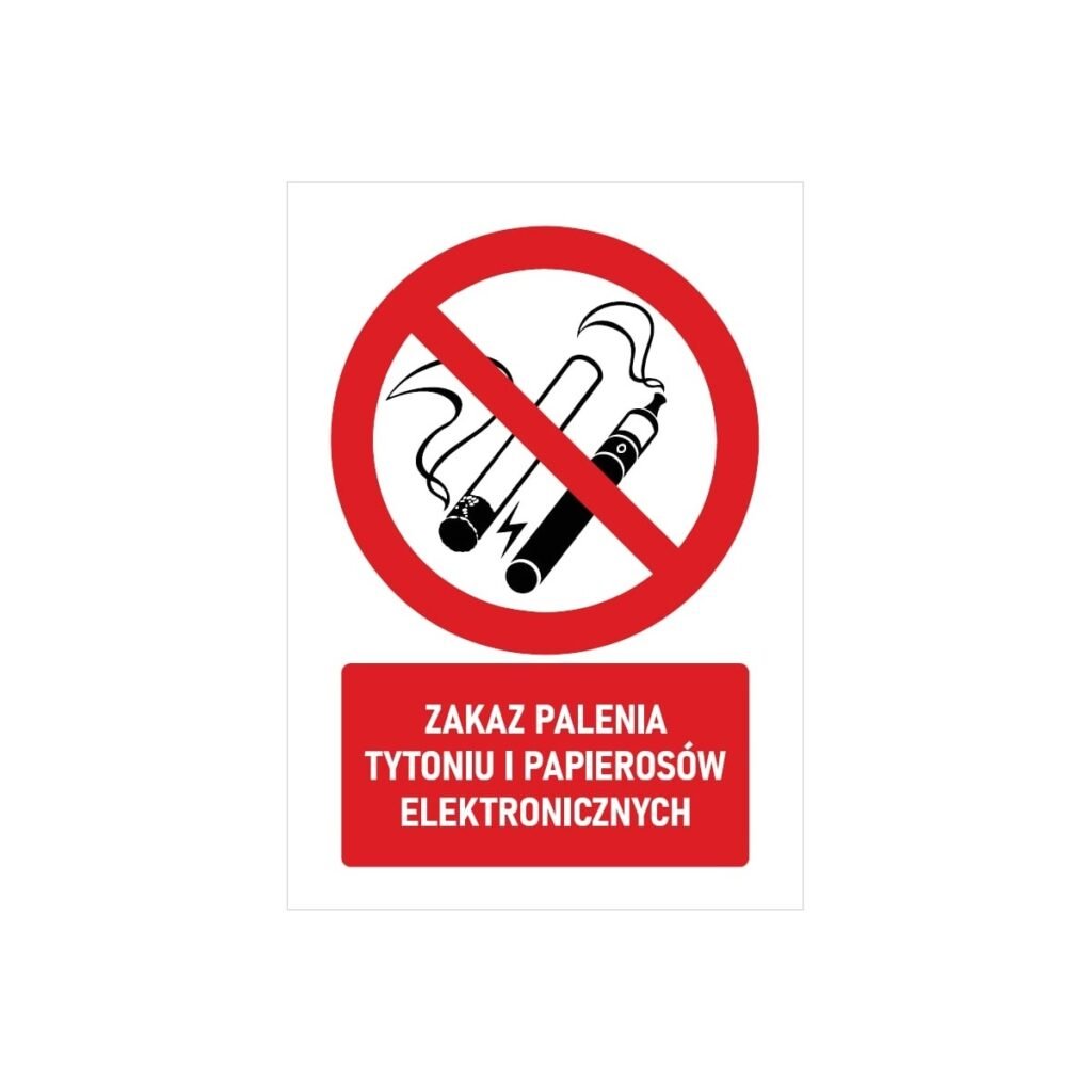 Tabliczka PCV Zakaz palenia tytoniu i papierosów elektronicznych
